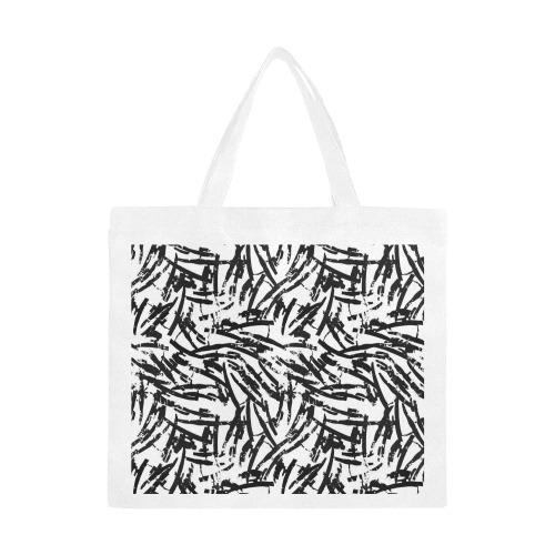 Brush Stroke Black and White Canvas Tote Bag/Large (Model 1702)
