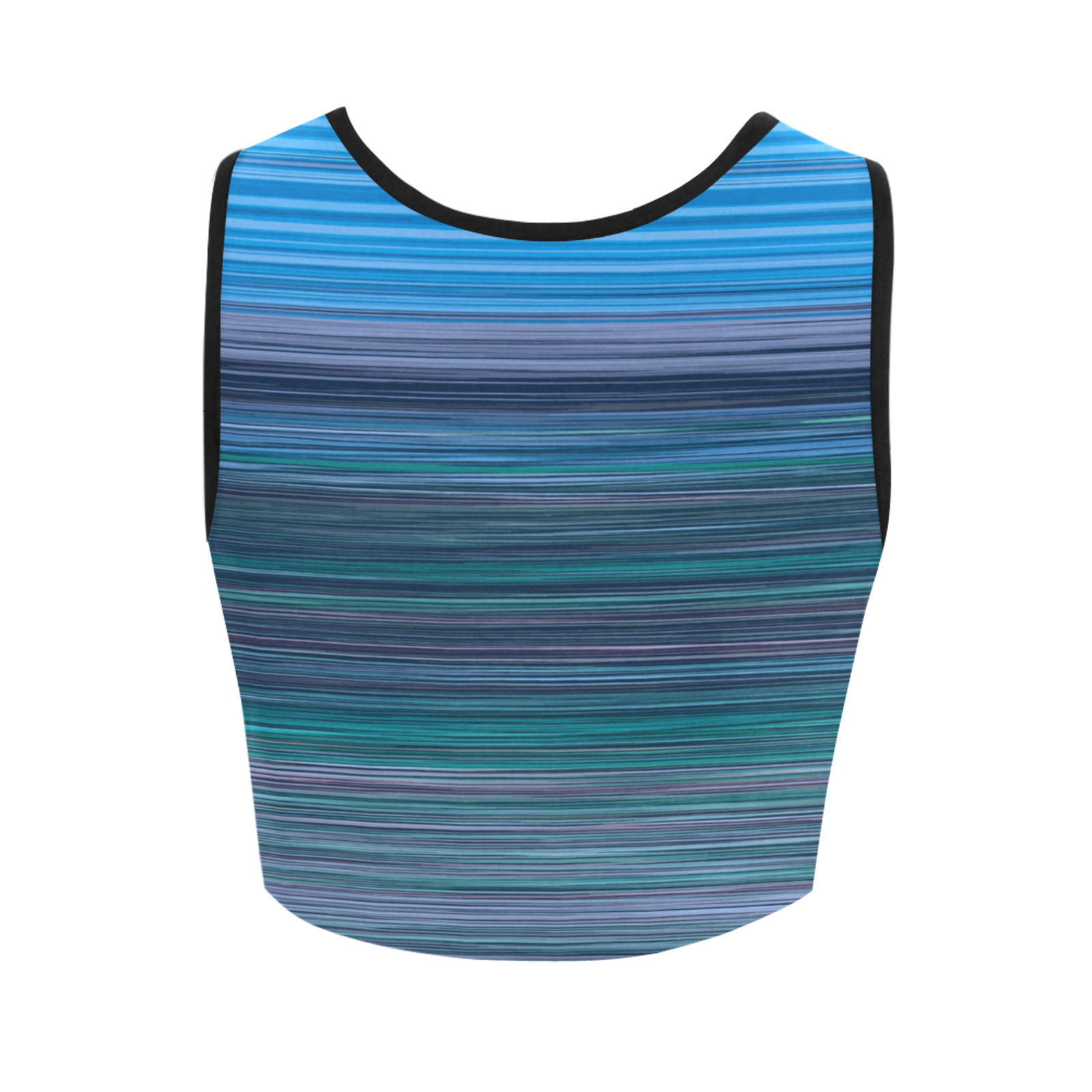 Abstract Blue Horizontal Stripes Women's Crop Top (Model T42)