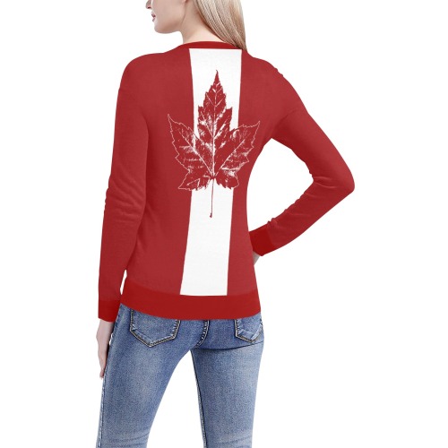 Cool Canada Flag Women's All Over Print V-Neck Sweater (Model H48)