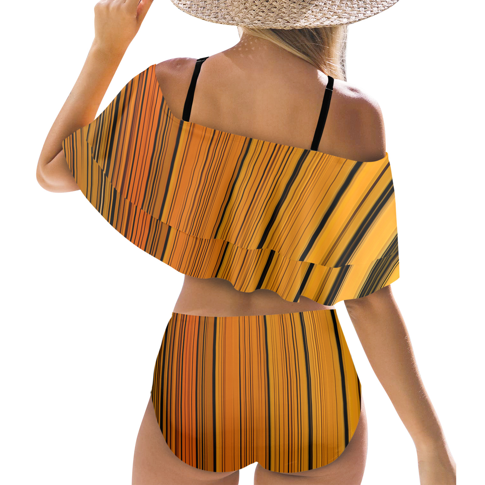Butterfly Colors Women's Ruffle Off Shoulder Bikini Swimsuit (Model S45)