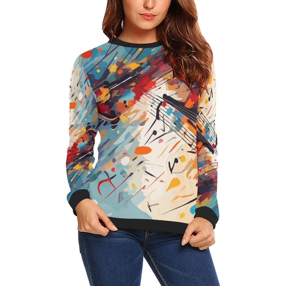 Classical music beautiful colorful abstract art All Over Print Crewneck Sweatshirt for Women (Model H18)