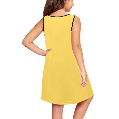 color mustard Girls' Sleeveless Dress (Model D58)