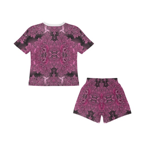 Pink Azalea Bushes Frost Fractal Big Girls' Short Pajama Set