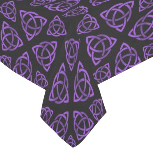 Purple Triquetra Pattern Cotton Linen Tablecloth 60"x 84"