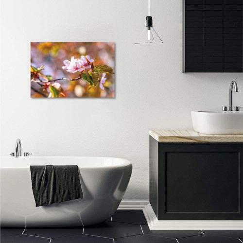 sakura cherry blossom flower spring flora pink Upgraded Canvas Print 18"x12"