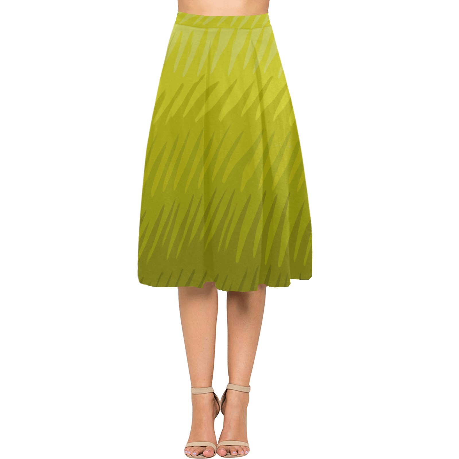 ylw wavespike Mnemosyne Women's Crepe Skirt (Model D16)