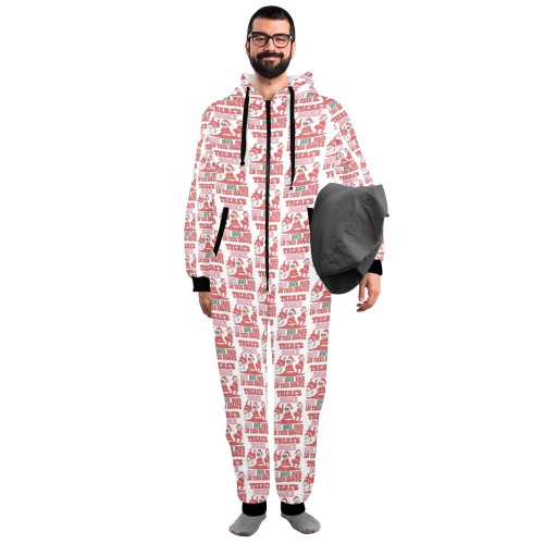 HoHoHos in the House Onesie Unisex One-Piece Zip Up Hooded Pajamas