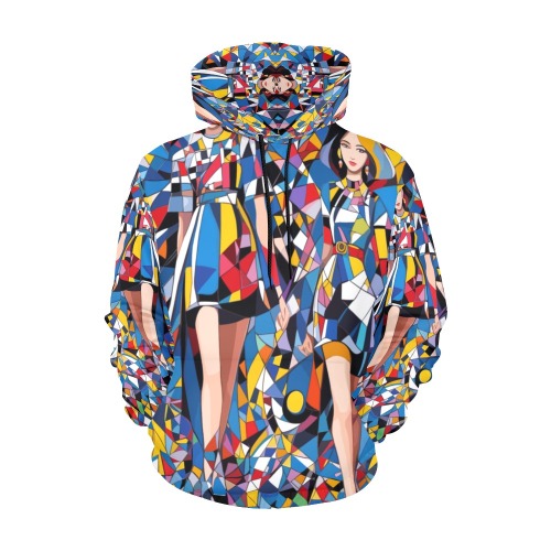 Amazing fashion model girls. Colorful abstract art All Over Print Hoodie for Women (USA Size) (Model H13)