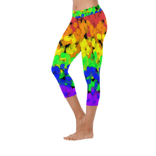 Gay Pride Bokeh Women's Low Rise Capri Leggings (Invisible Stitch) (Model L08)