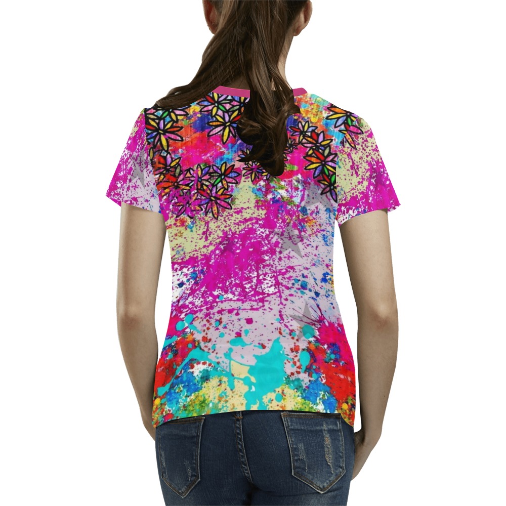 Flower Spring by Nico Bielow All Over Print T-Shirt for Women (USA Size) (Model T40)
