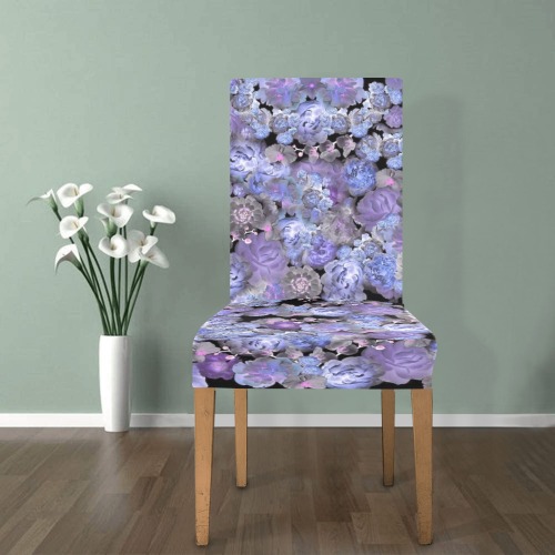 peonies dark blue Removable Dining Chair Cover