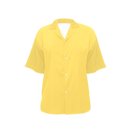color mustard All Over Print Hawaiian Shirt for Women (Model T58)