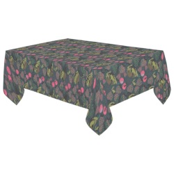 Berrie Pink & Green Mix In Abstact Cotton Linen Tablecloth 60"x 104"