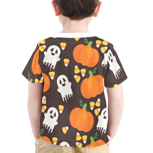 Pumpkins, Ghosts and Candy Corn - Halloween Little Boys' All Over Print Crew Neck T-Shirt (Model T40-2)