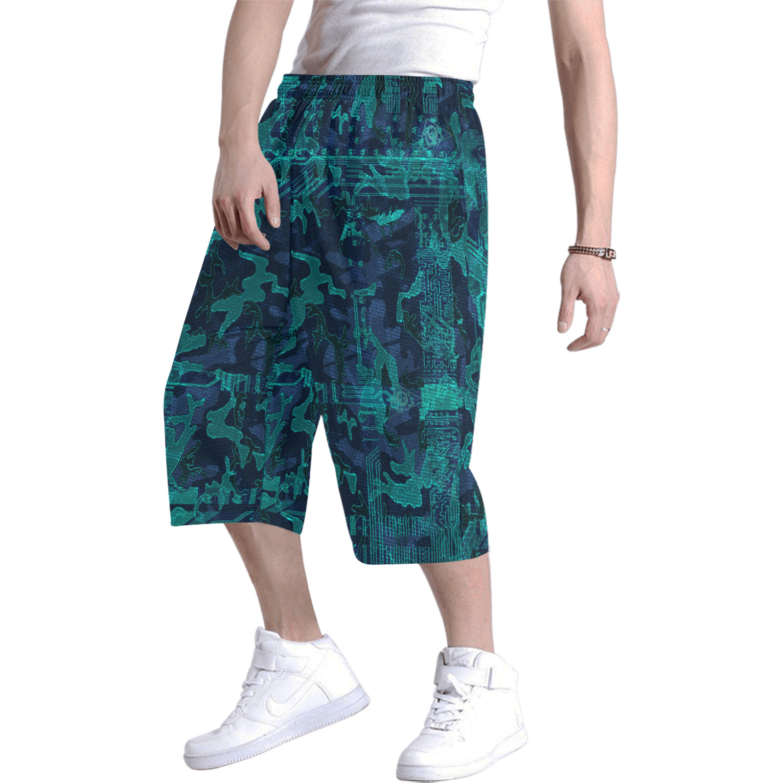 Cyber Camo Men's All Over Print Baggy Shorts (Model L37)
