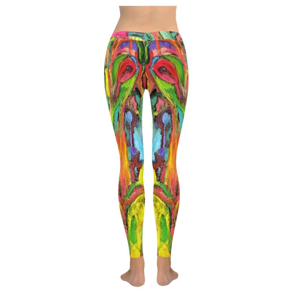 African Tree Collection Women's Low Rise Leggings (Invisible Stitch) (Model L05)
