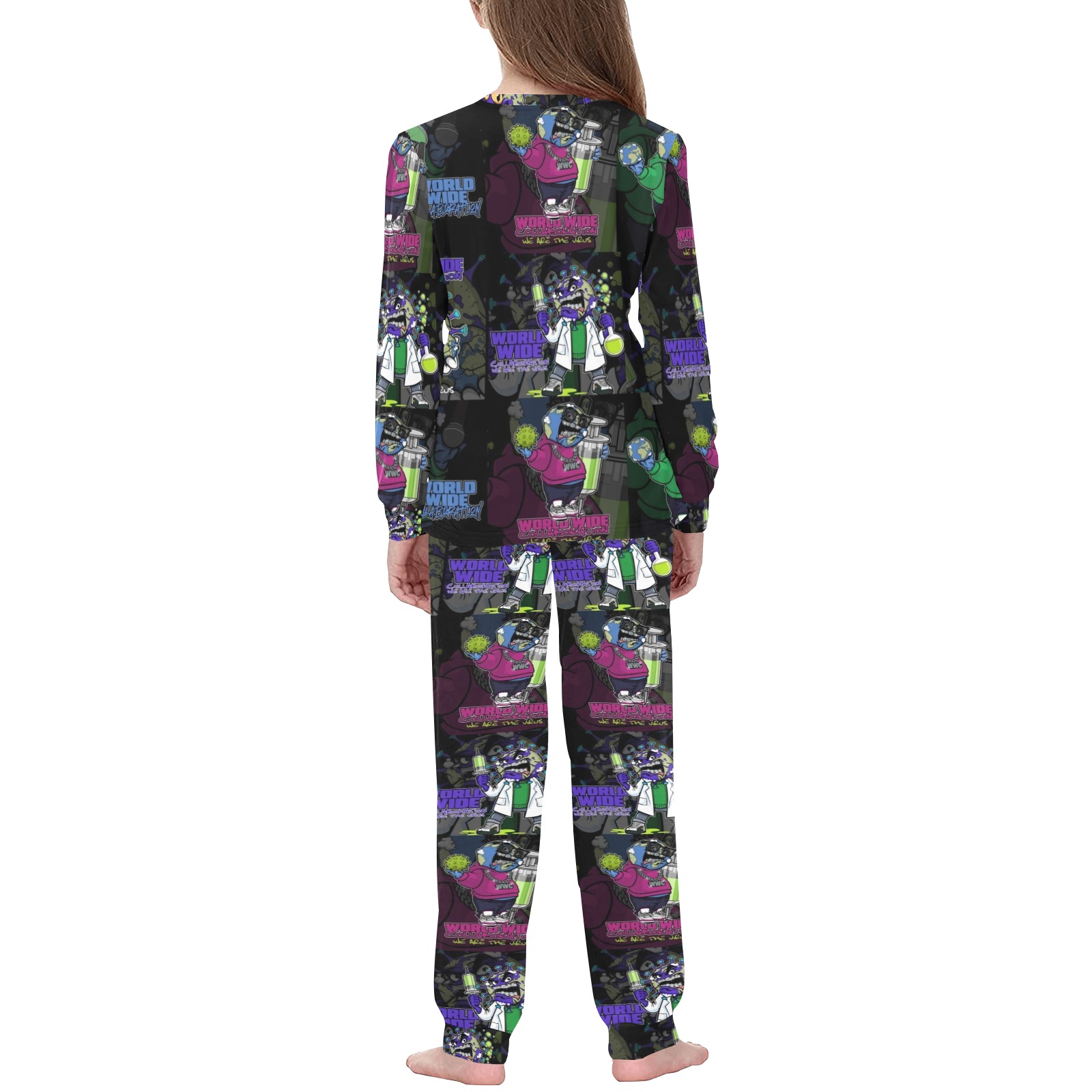 wwcfam Kids' All Over Print Pajama Set