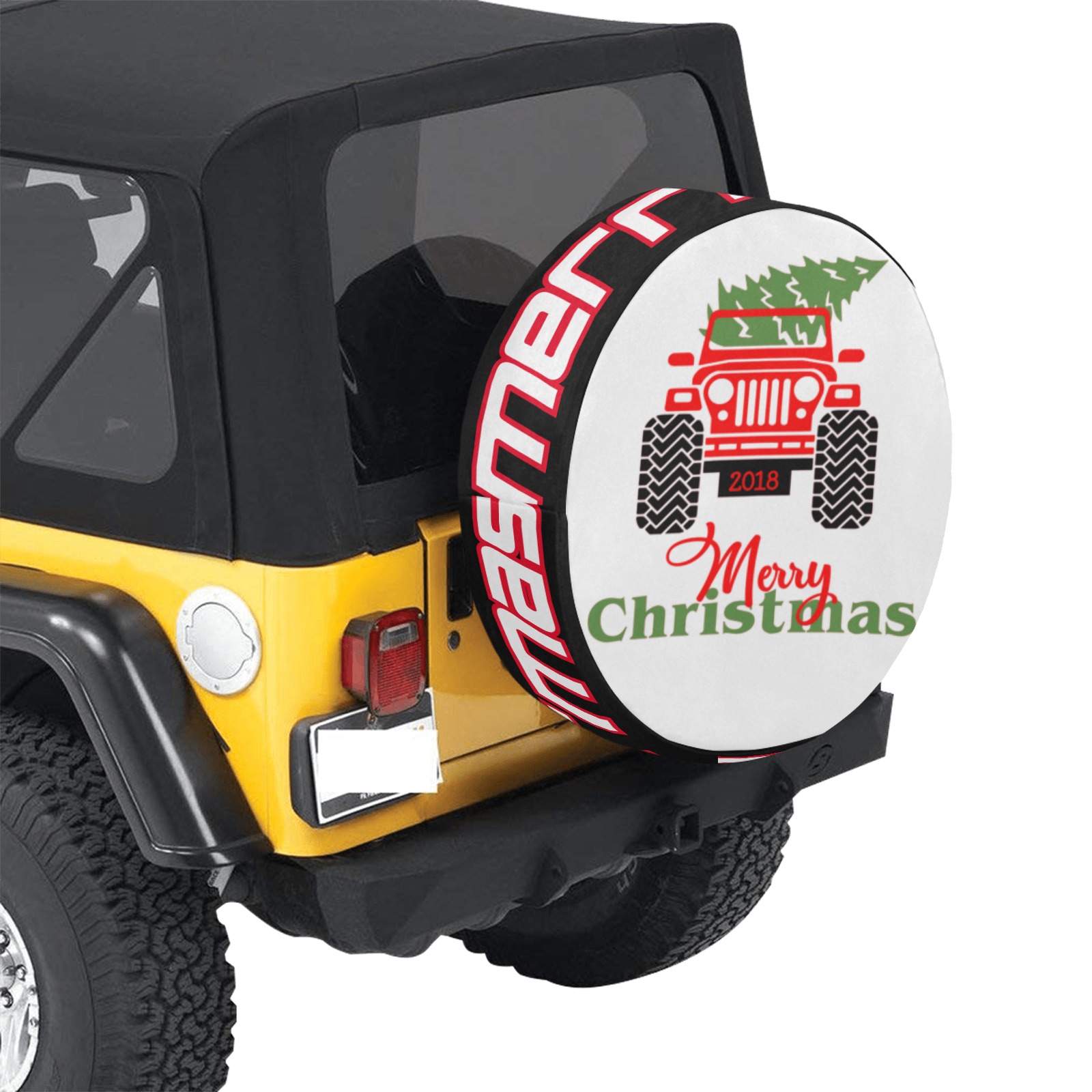 MerryChristmasJeep'32in tire cover 32 Inch Spare Tire Cover
