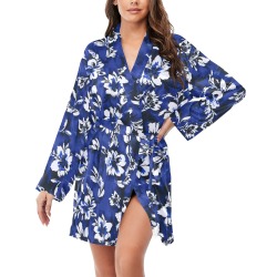 Flowery distortion mosaic Women's Long Sleeve Belted Night Robe
