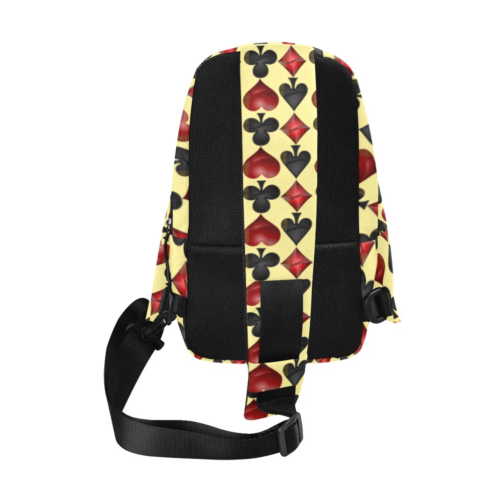 Las Vegas Black and Red Card Shapes Chest Bag (Model 1678)