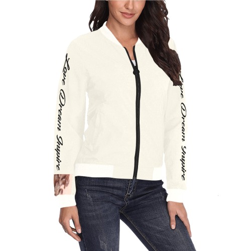 Creamy Beige: Corinthian Column Jacket update All Over Print Bomber Jacket for Women (Model H36)