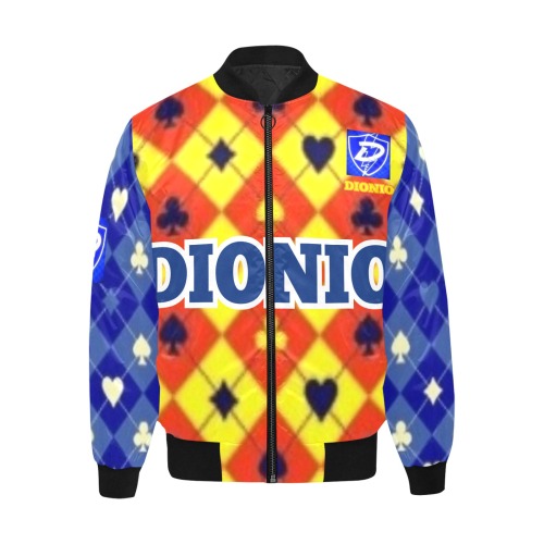 DIONIO Clothing - Pokerface Bomber Jacket All Over Print Quilted Bomber Jacket for Men (Model H33)