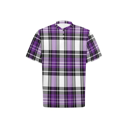 Purple Black Plaid Men's Henley T-Shirt (Model T75)
