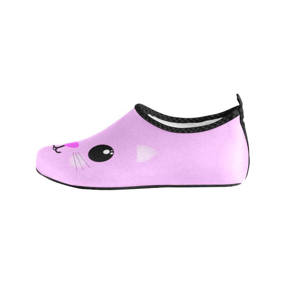 Kawaii Kitty Pink Kids' Slip-On Water Shoes (Model 056)