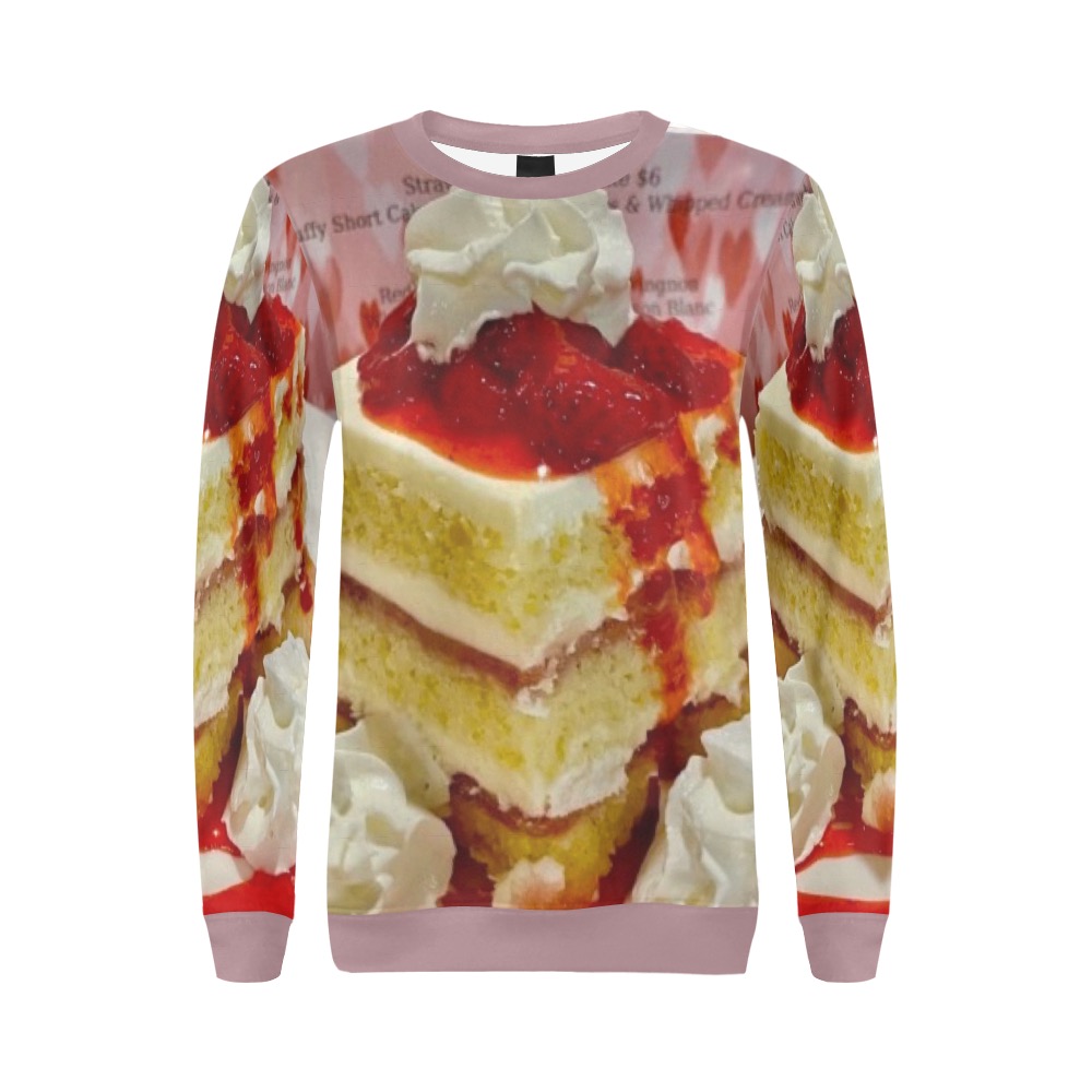 Strawberry Short cake All Over Print Crewneck Sweatshirt for Women (Model H18)