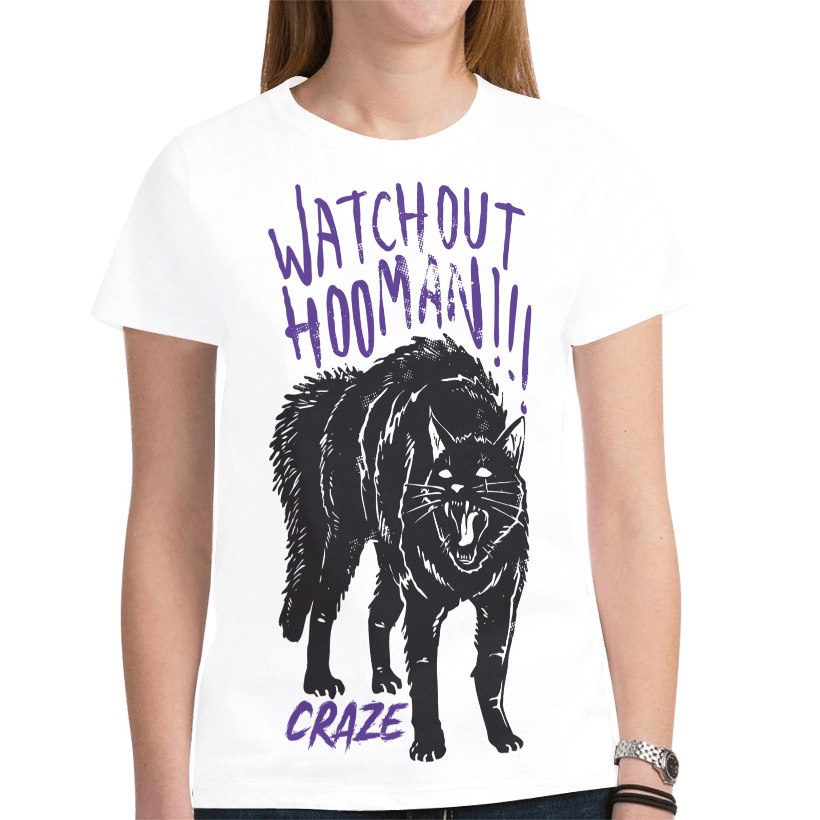 Critical Craze Watchout Hooman New All Over Print T-shirt for Women (Model T45)