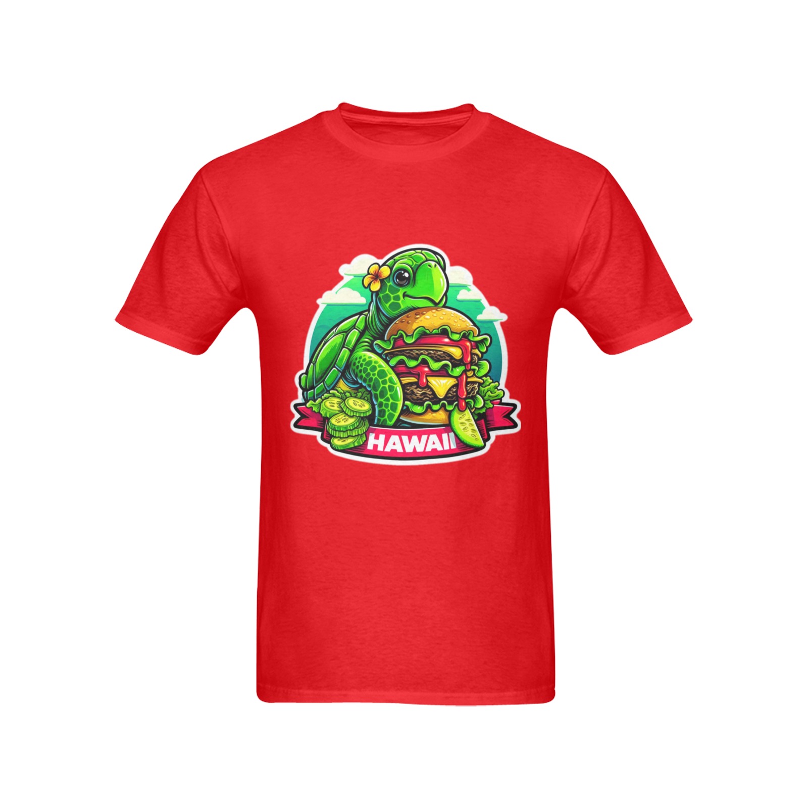GREEN SEA TURTLE EATING BURGER 2 Men's T-Shirt in USA Size (Two Sides Printing)