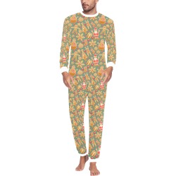 Christmas Gingerbread Icons Pattern Men's All Over Print Pajama Set