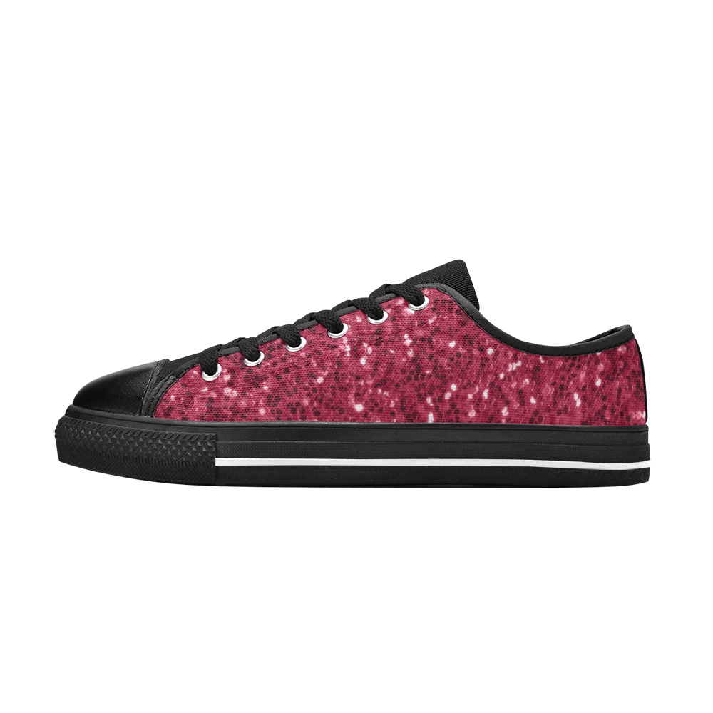 Magenta dark pink red faux sparkles glitter Men's Classic Canvas Shoes (Model 018)