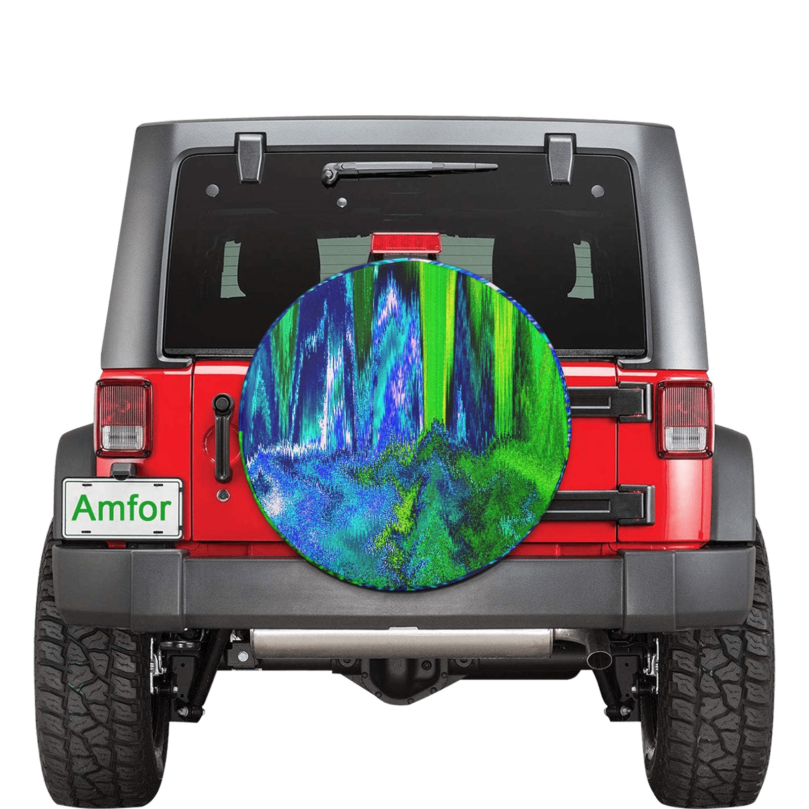 Melted Glitch (Blue & Green) 30 Inch Spare Tire Cover