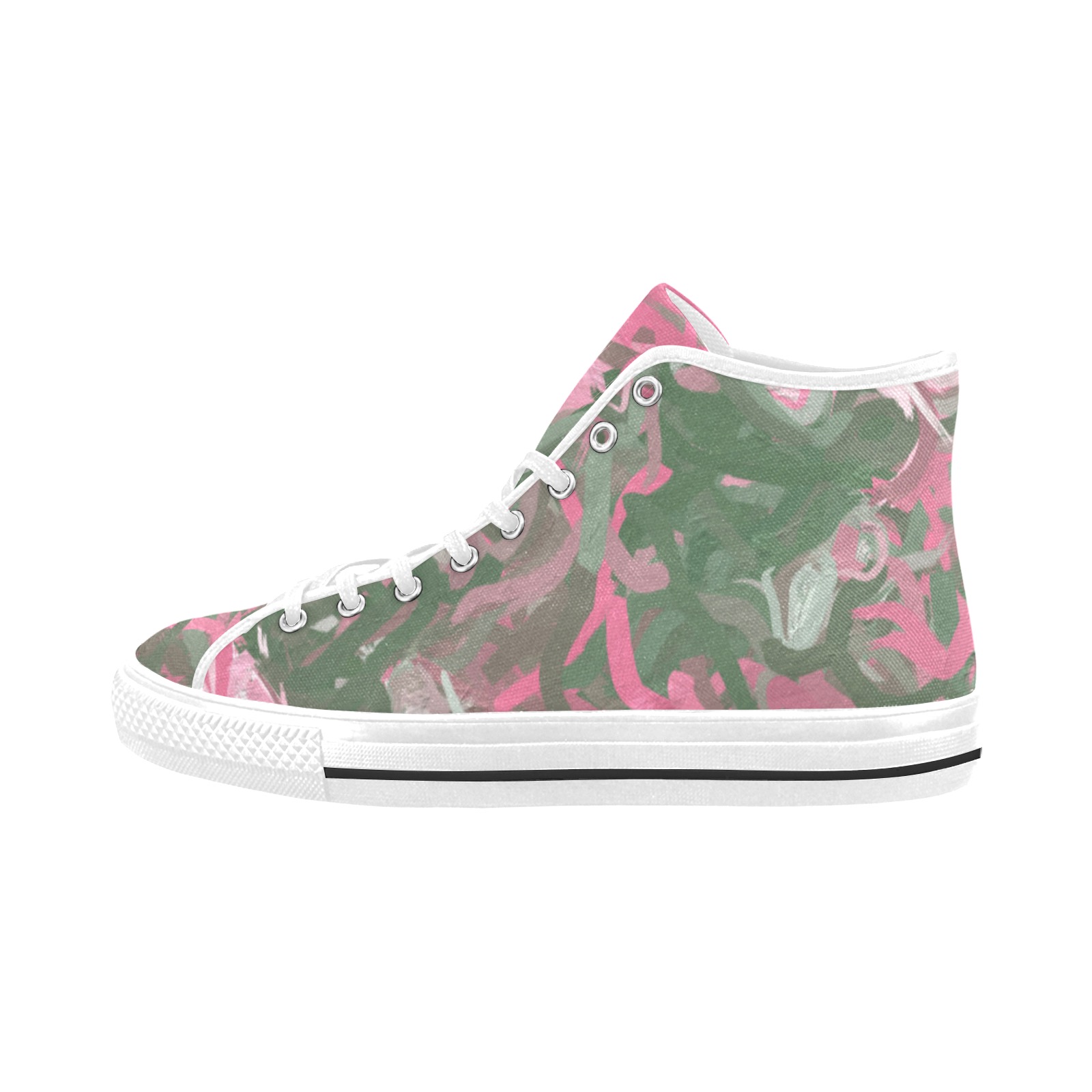 Pink, White and Green Abstract Vancouver H Women's Canvas Shoes (1013-1)