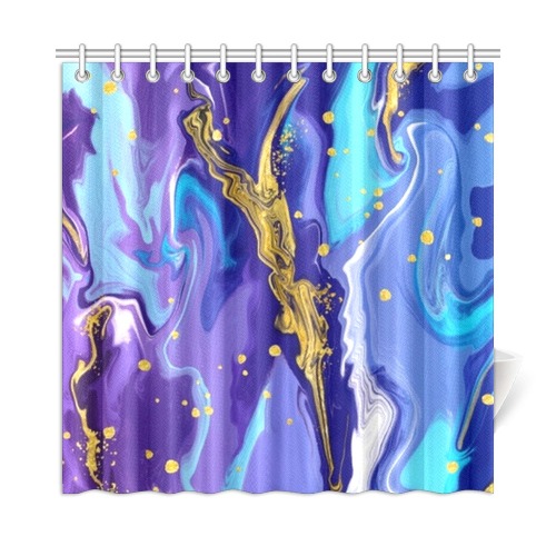 Liquid Marble - Purple, Blue, Gold Glitter Shower Curtain 72"x72"