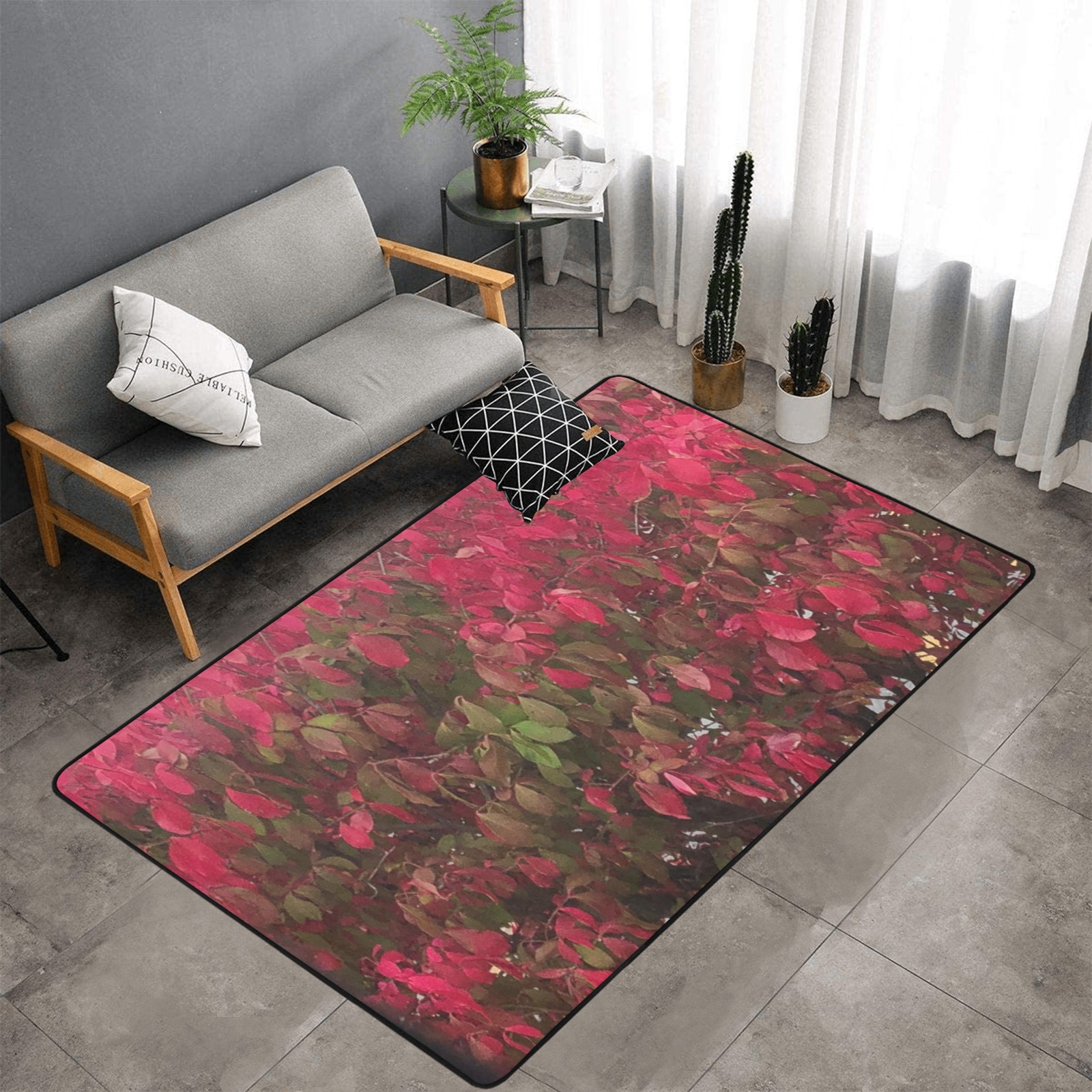 Changing Seasons Collection Area Rug with Black Binding 7'x5'