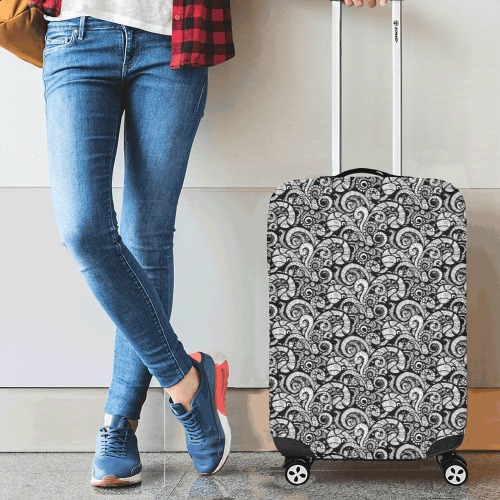 Let Your Spirit Wander Black Luggage Cover/Small 18"-21"