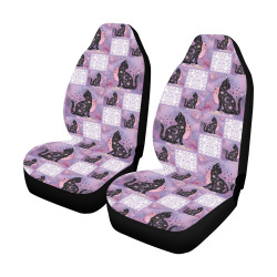 Purple Cosmic Cats Patchwork Pattern Car Seat Covers (Set of 2)