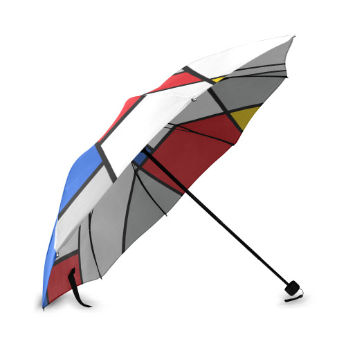 Geometric Retro Mondrian Style Color Composition Foldable Umbrella (Model U01)