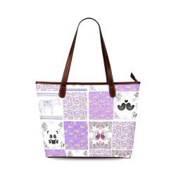 Purple Paisley Birds and Animals Patchwork Design Shoulder Tote Bag (Model 1646)