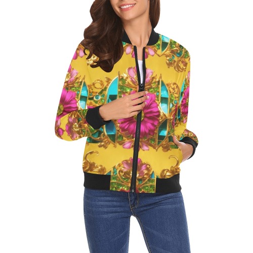 Futuristic beautiful french mansion collectable Fly All Over Print Bomber Jacket for Women (Model H19)