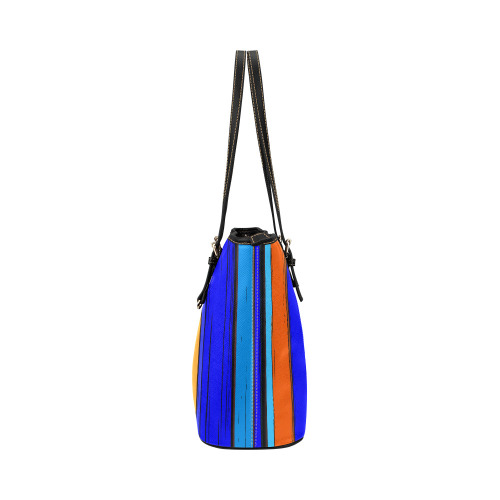 Abstract Blue And Orange 930 Leather Tote Bag/Large (Model 1651)