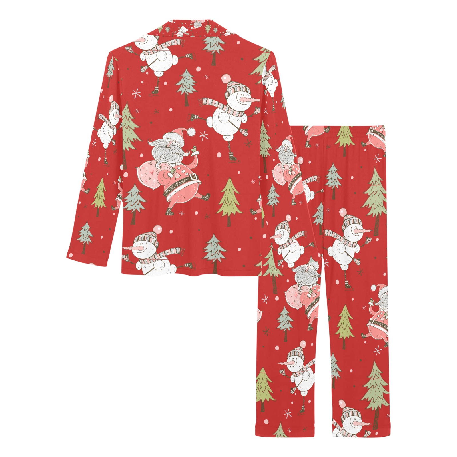 Santa and Snowman Women's Long Pajama Set