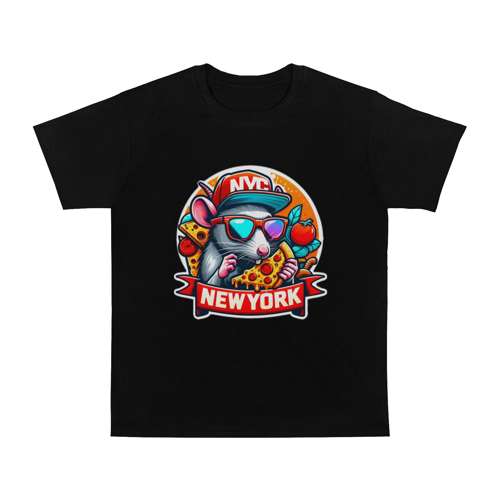 NYC RAT EATING NEW YORK PIZZA 2 Men's T-Shirt in USA Size (Two Sides Printing)