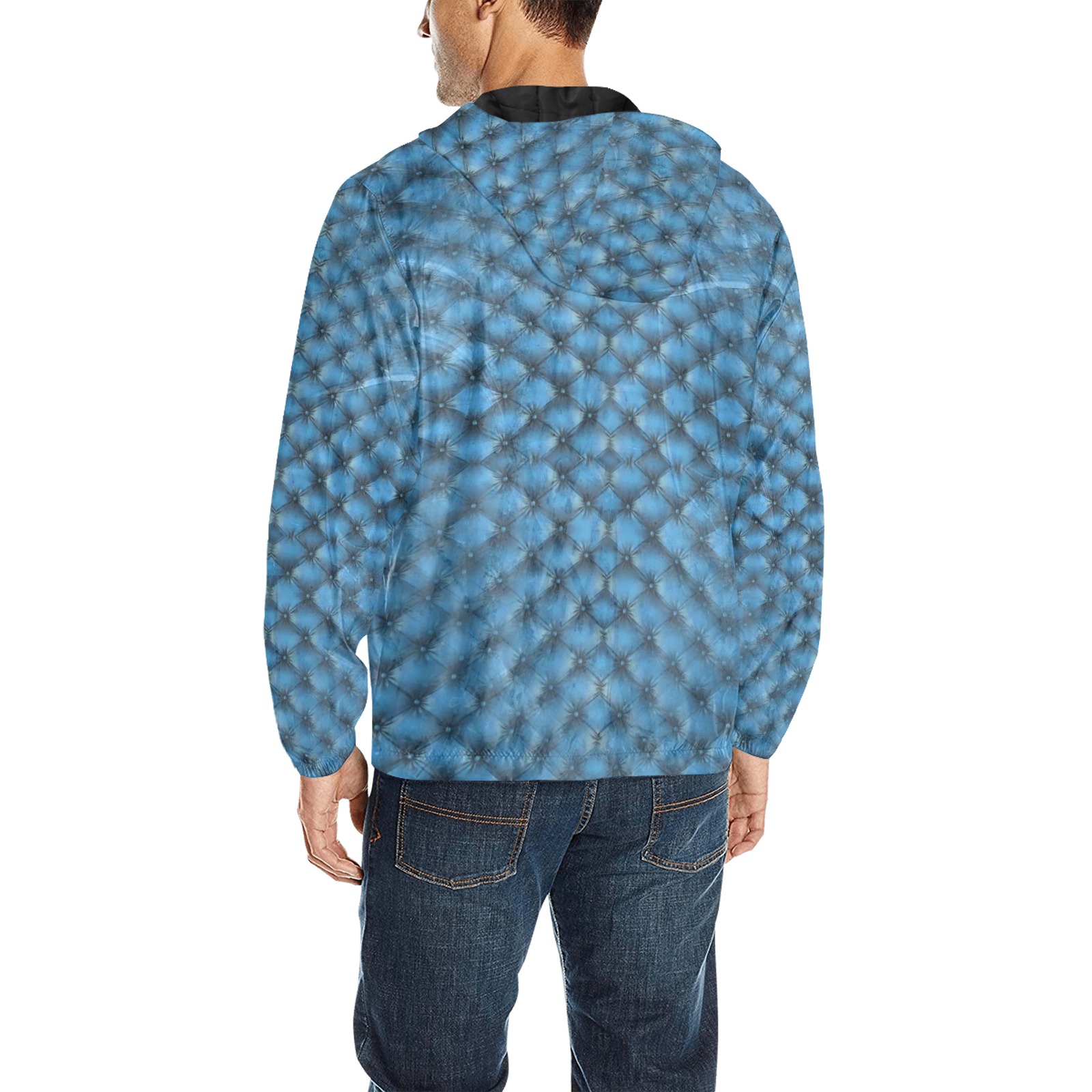 Leather Blue Step by Artdream All Over Print Quilted Windbreaker for Men (Model H35)