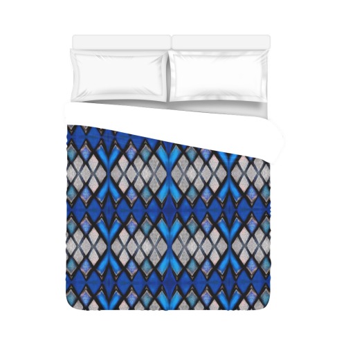 blue and silver repeating pattern Duvet Cover 86"x70" ( All-over-print)