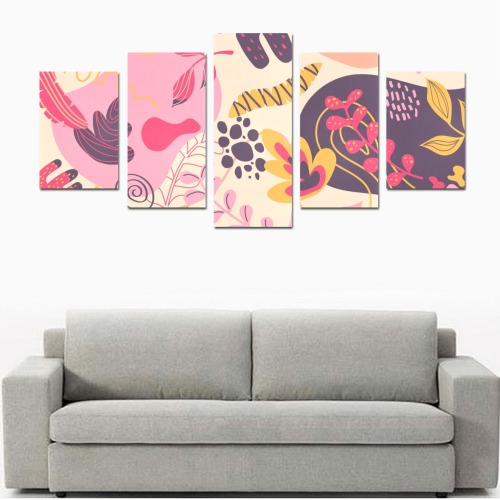 Fabulous Fall Abstract Floral Canvas Print Sets D (No Frame)