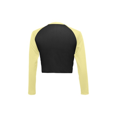 Dachshund Sugar Skull Black/Lt Yellow Long Sleeve Bikini Top (Model S27)