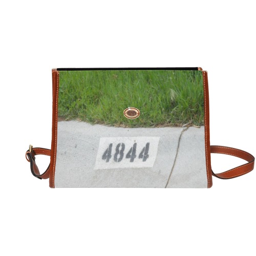 Street Number 4844 Waterproof Canvas Bag-Brown (All Over Print) (Model 1641)